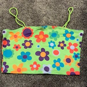 Y2K cropped flower tank top